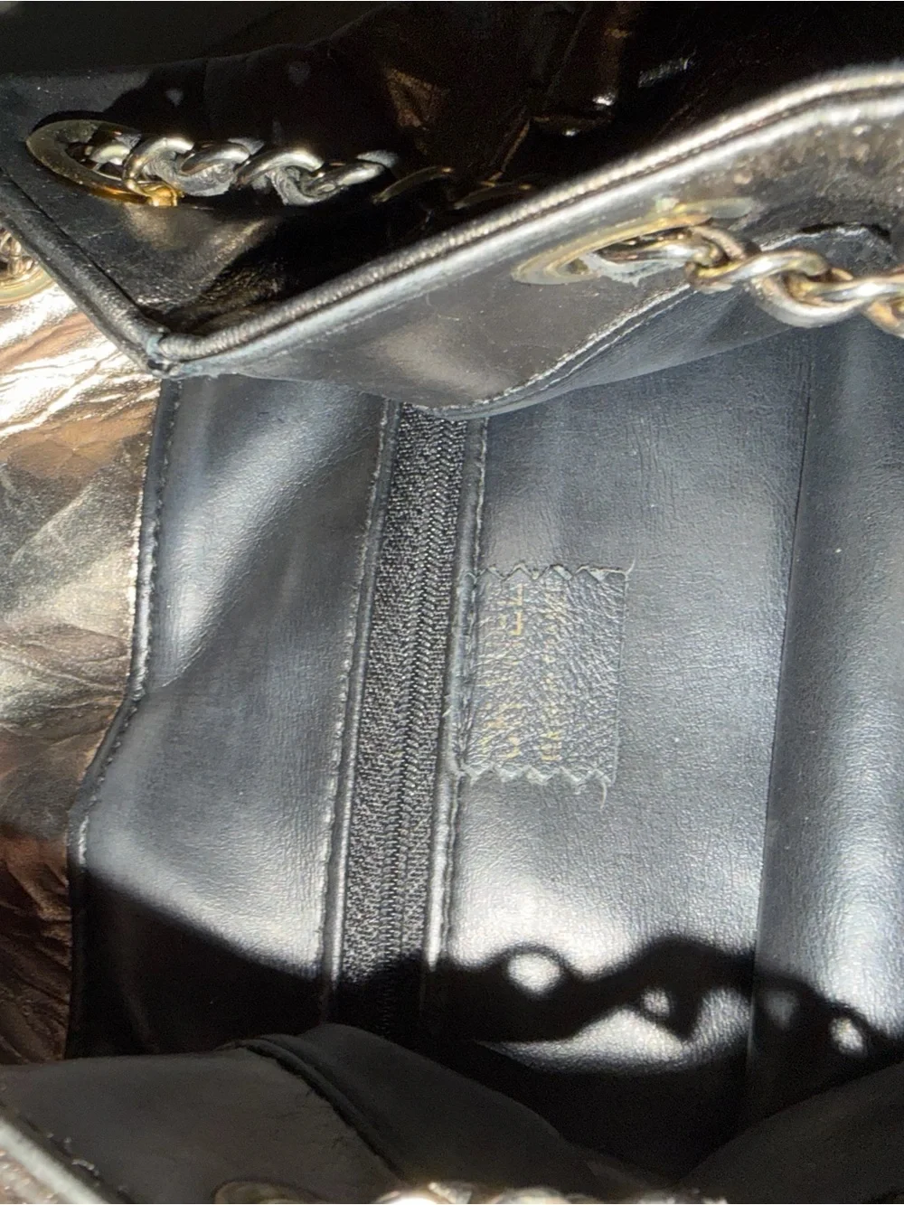 Vintage CHANEL Metallic Silver Quilted Leather Shoulder Bag with CC Logo